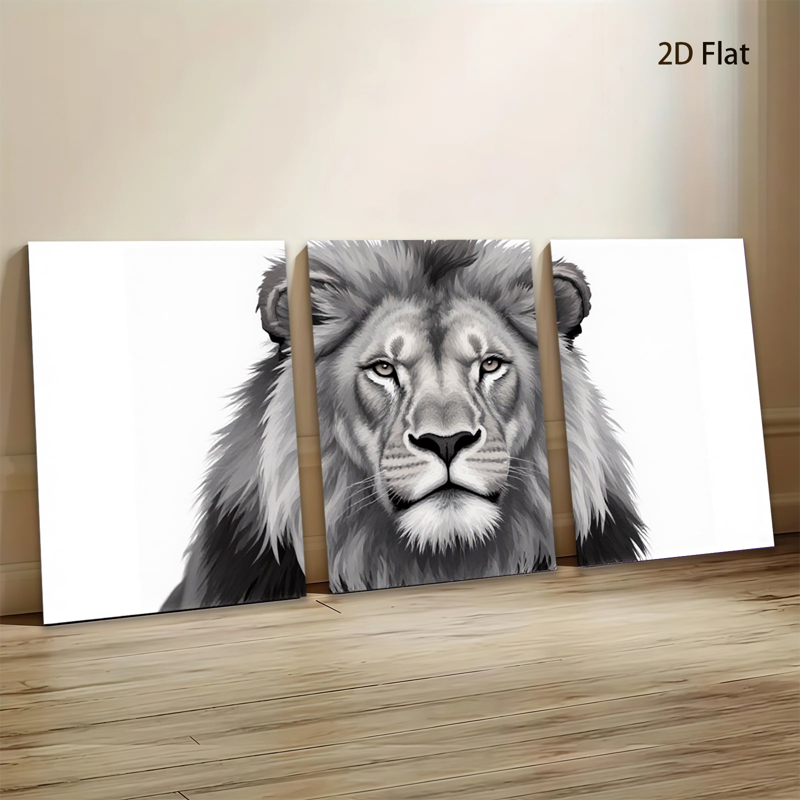 2D flat 1pc Majestic Lion Portrait Canvas Wall Art for Living Room Bedroom Home Decor Modern Farmhouse Rustic Gallery Wrapped Timeless Design
