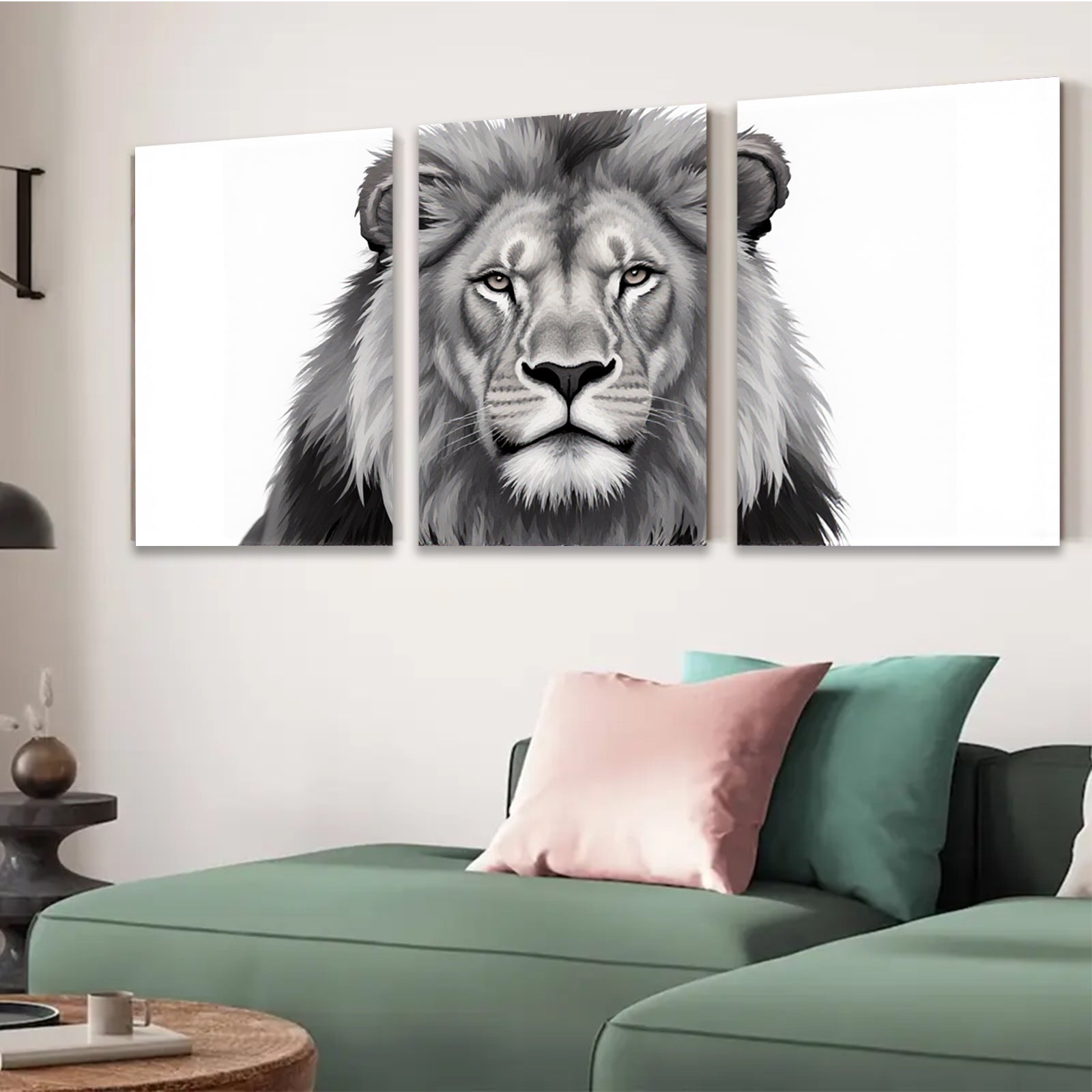 2D flat 1pc Majestic Lion Portrait Canvas Wall Art for Living Room Bedroom Home Decor Modern Farmhouse Rustic Gallery Wrapped Timeless Design