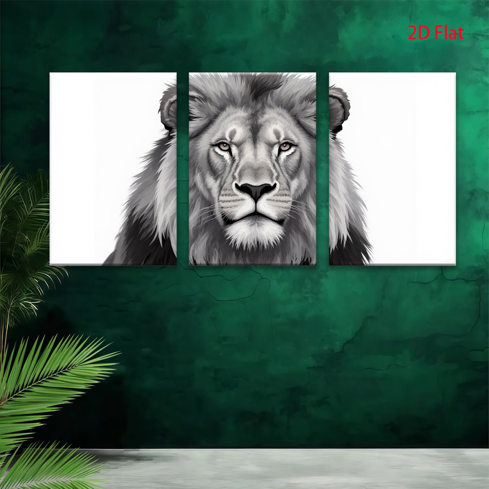 2D flat 1pc Majestic Lion Portrait Canvas Wall Art for Living Room Bedroom Home Decor Modern Farmhouse Rustic Gallery Wrapped Timeless Design