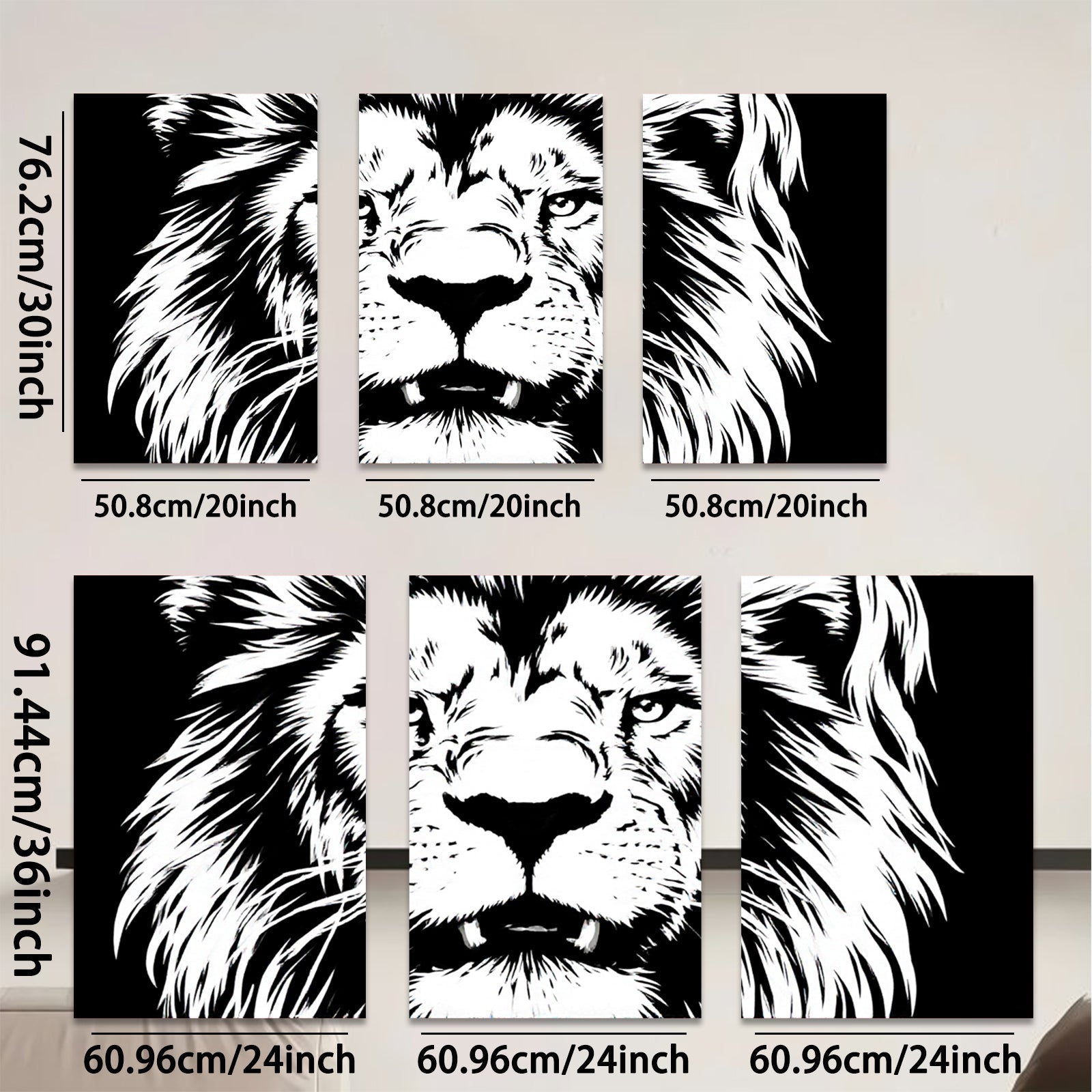 2D flat 1pc Majestic Lion Portrait Wall Art Canvas Prints for Living Room Bedroom Decor Modern Farmhouse Rustic Gallery Wrapped Artwork Animal Wildlife Home Decorations