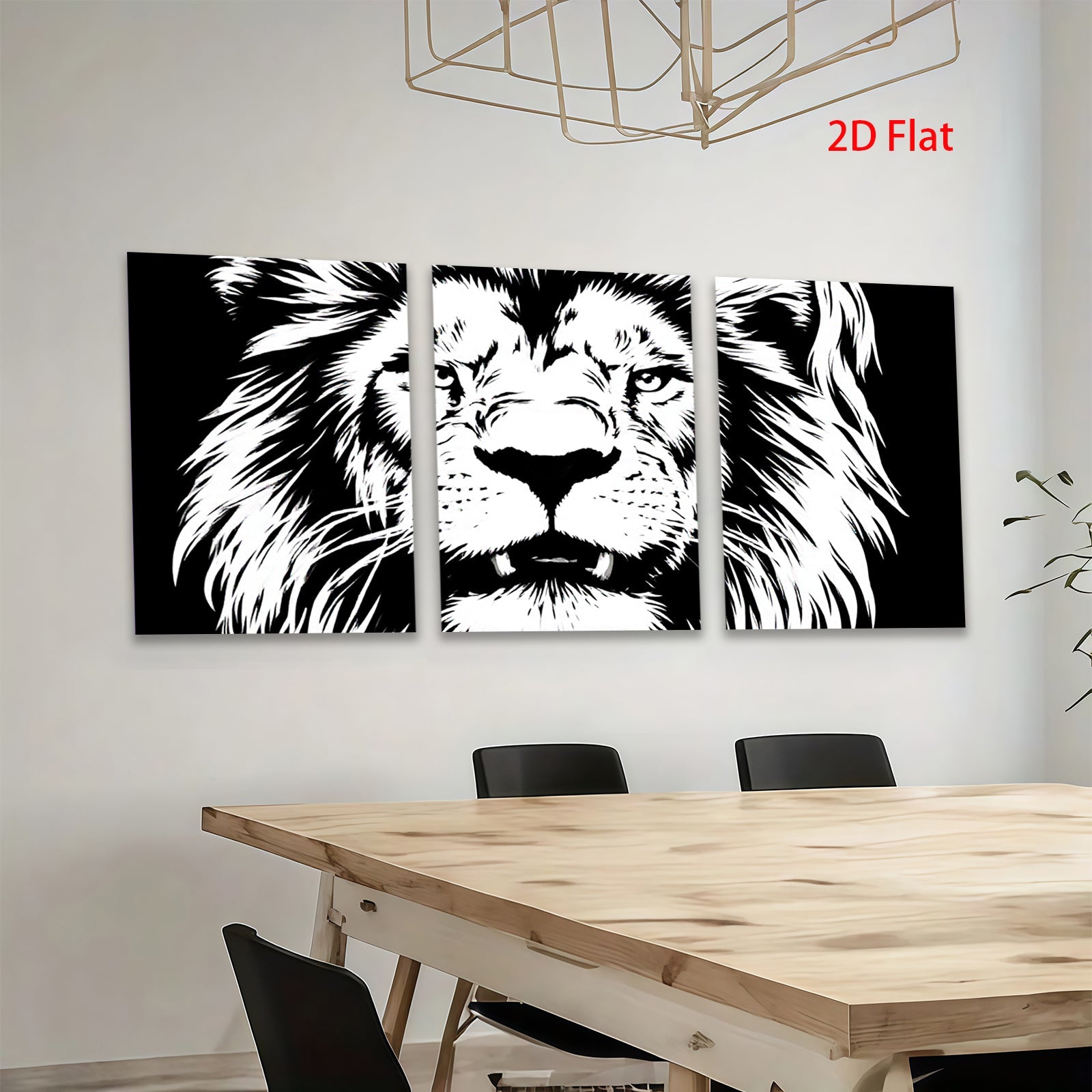 2D flat 1pc Majestic Lion Portrait Wall Art Canvas Prints for Living Room Bedroom Decor Modern Farmhouse Rustic Gallery Wrapped Artwork Animal Wildlife Home Decorations