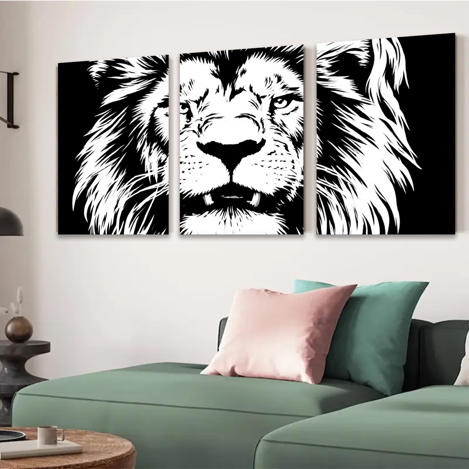 2D flat 1pc Majestic Lion Portrait Wall Art Canvas Prints for Living Room Bedroom Decor Modern Farmhouse Rustic Gallery Wrapped Artwork Animal Wildlife Home Decorations