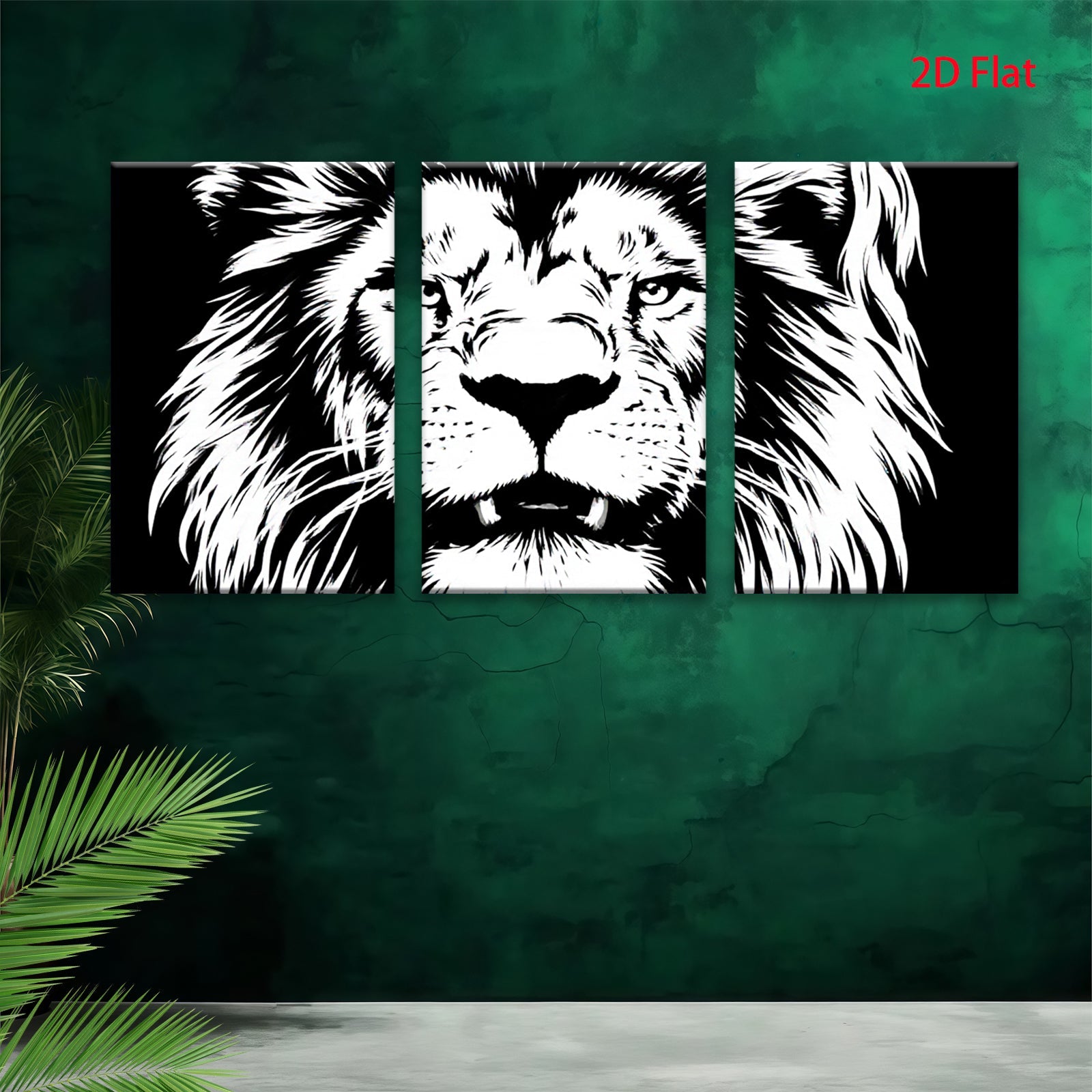 2D flat 1pc Majestic Lion Portrait Wall Art Canvas Prints for Living Room Bedroom Decor Modern Farmhouse Rustic Gallery Wrapped Artwork Animal Wildlife Home Decorations