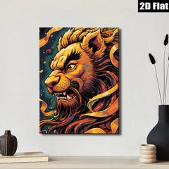 2D flat 1pc Majestic Lion Portrait Wall Art Canvas Prints for Living Room Bedroom Decor Modern Farmhouse Style Gallery Wrapped Timeless Home Décor