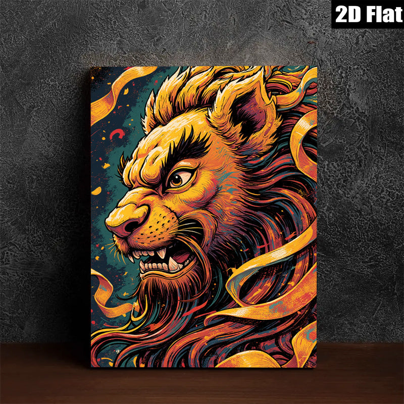 2D flat 1pc Majestic Lion Portrait Wall Art Canvas Prints for Living Room Bedroom Decor Modern Farmhouse Style Gallery Wrapped Timeless Home Décor