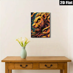 2D flat 1pc Majestic Lion Portrait Wall Art Canvas Prints for Living Room Bedroom Decor Modern Farmhouse Style Gallery Wrapped Timeless Home Décor