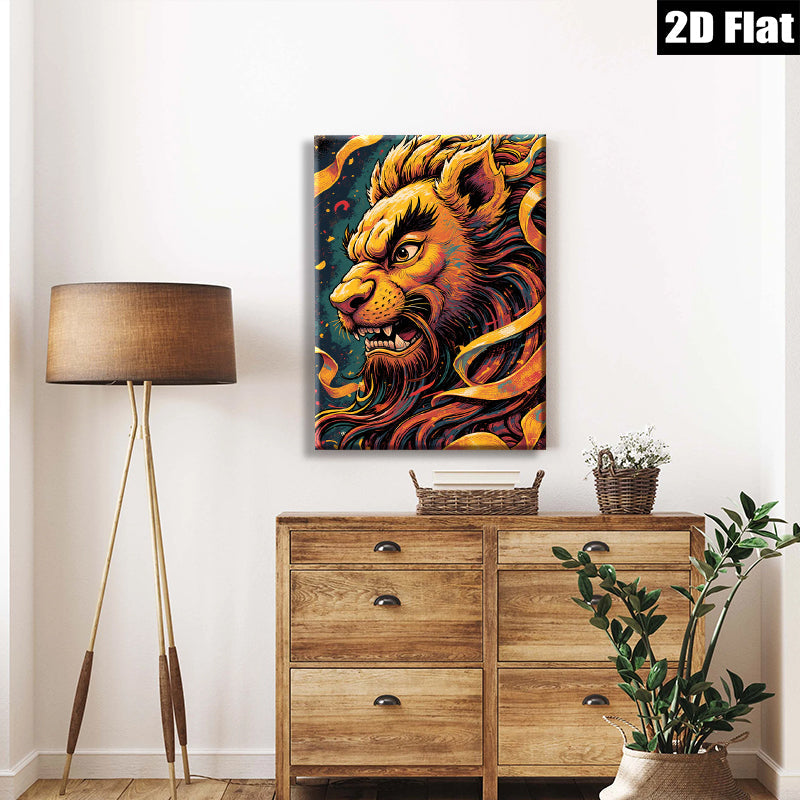 2D flat 1pc Majestic Lion Portrait Wall Art Canvas Prints for Living Room Bedroom Decor Modern Farmhouse Style Gallery Wrapped Timeless Home Décor