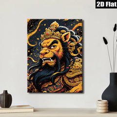 2D flat 1pc Majestic Lion Portrait Wall Art Canvas Prints for Living Room Bedroom Home Decor Gallery Wrapped Timeless Artwork Modern Farmhouse Style