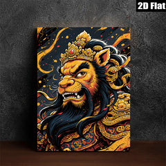 2D flat 1pc Majestic Lion Portrait Wall Art Canvas Prints for Living Room Bedroom Home Decor Gallery Wrapped Timeless Artwork Modern Farmhouse Style
