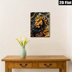 2D flat 1pc Majestic Lion Portrait Wall Art Canvas Prints for Living Room Bedroom Home Decor Gallery Wrapped Timeless Artwork Modern Farmhouse Style