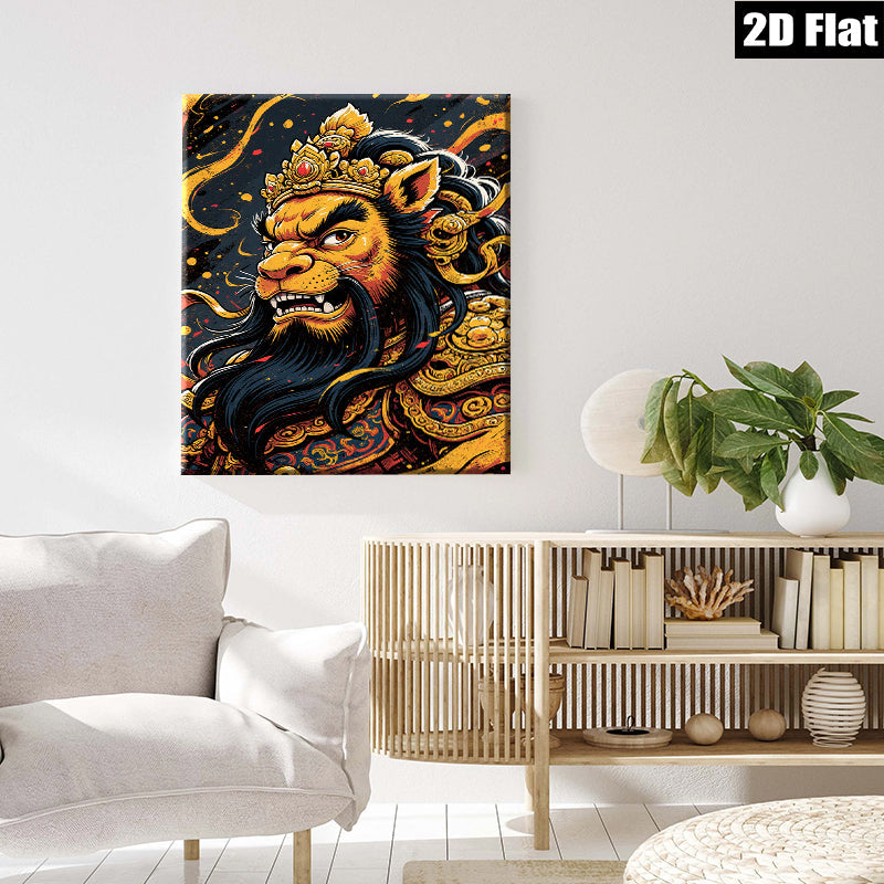 2D flat 1pc Majestic Lion Portrait Wall Art Canvas Prints for Living Room Bedroom Home Decor Gallery Wrapped Timeless Artwork Modern Farmhouse Style