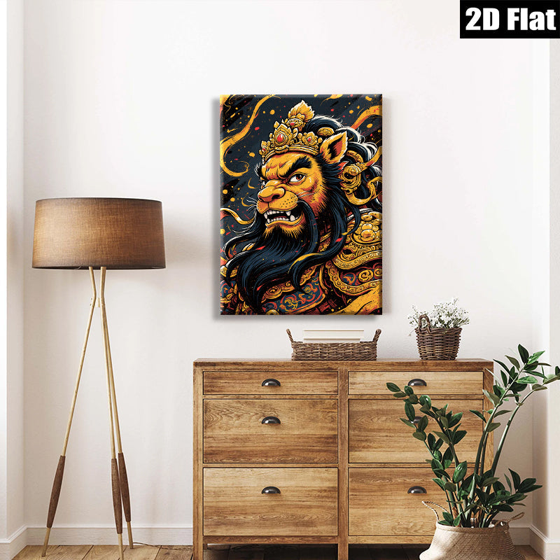 2D flat 1pc Majestic Lion Portrait Wall Art Canvas Prints for Living Room Bedroom Home Decor Gallery Wrapped Timeless Artwork Modern Farmhouse Style