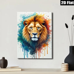 2D flat 1pc Majestic Lion Portrait Wall Art Canvas Prints for Living Room Bedroom Home Decor Modern Farmhouse Animal Paintings Gallery Wrapped Artwork Ready to Hang