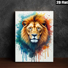 2D flat 1pc Majestic Lion Portrait Wall Art Canvas Prints for Living Room Bedroom Home Decor Modern Farmhouse Animal Paintings Gallery Wrapped Artwork Ready to Hang