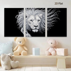 2D flat 1pc Majestic Lion Portrait Wall Art Canvas Prints for Living Room Bedroom Home Decor Modern Farmhouse Style Gallery Wrapped Ready to Hang