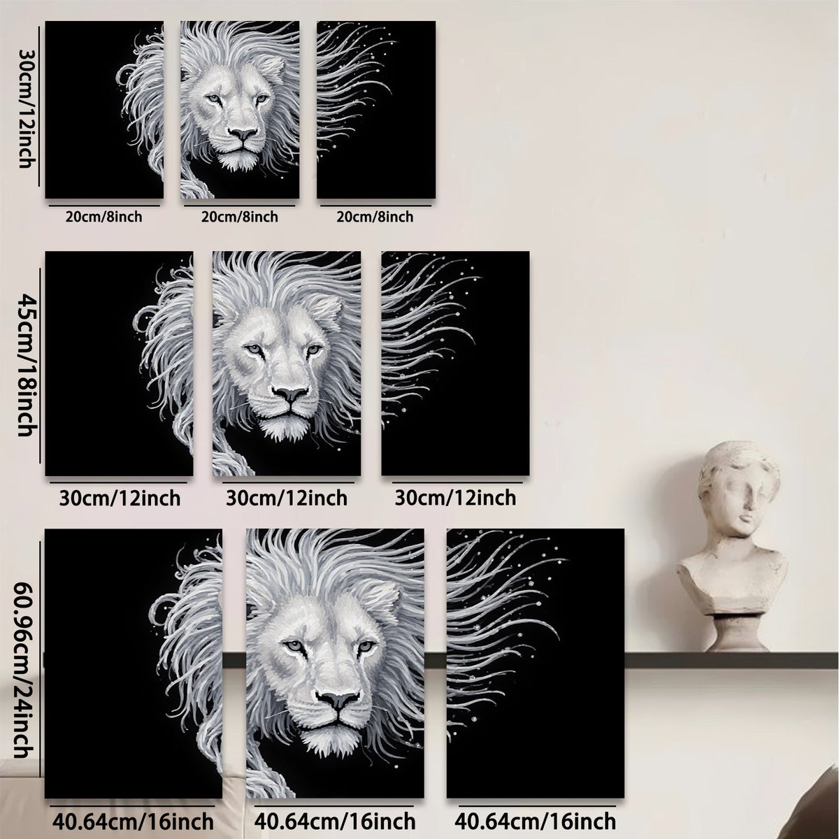 2D flat 1pc Majestic Lion Portrait Wall Art Canvas Prints for Living Room Bedroom Home Decor Modern Farmhouse Style Gallery Wrapped Ready to Hang