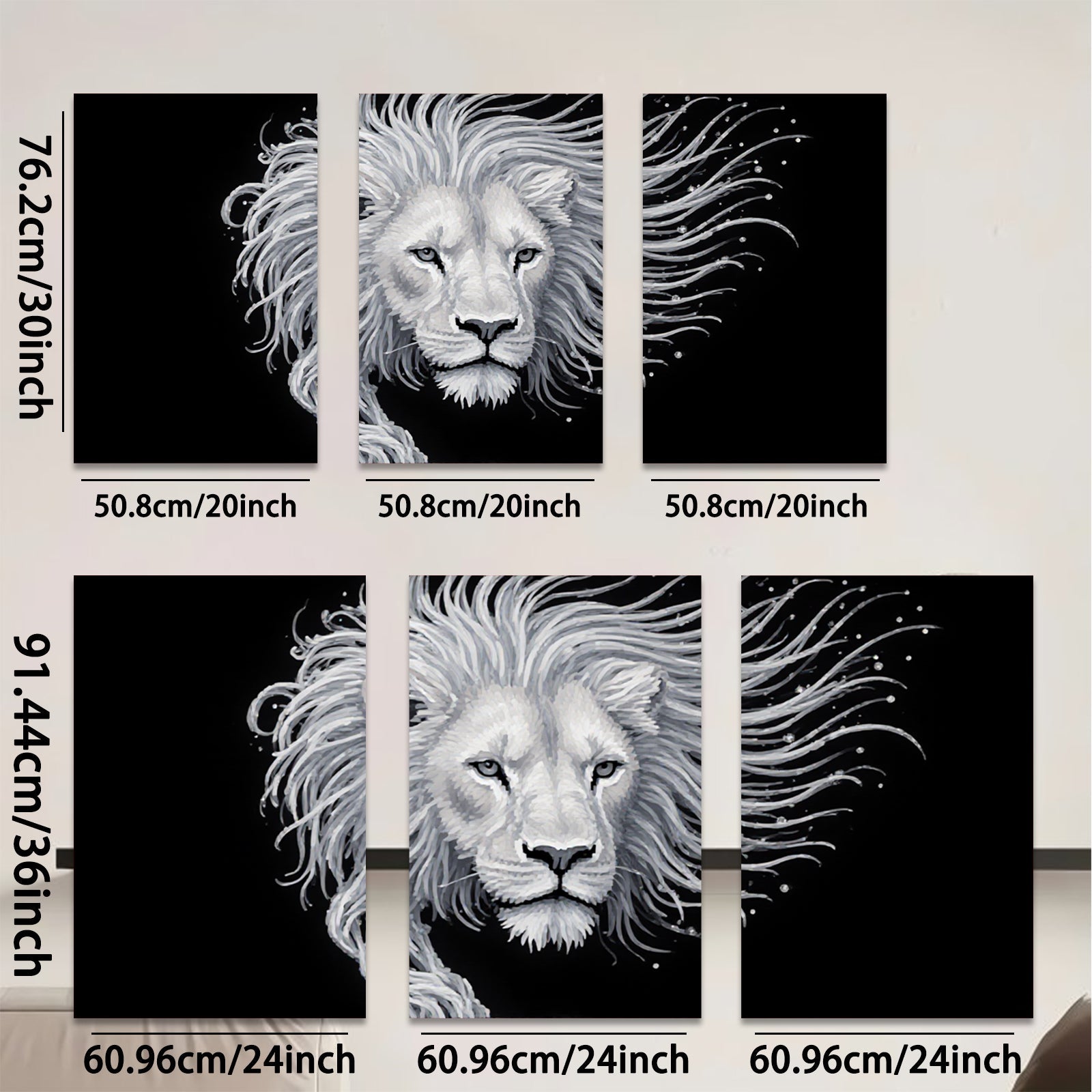 2D flat 1pc Majestic Lion Portrait Wall Art Canvas Prints for Living Room Bedroom Home Decor Modern Farmhouse Style Gallery Wrapped Ready to Hang