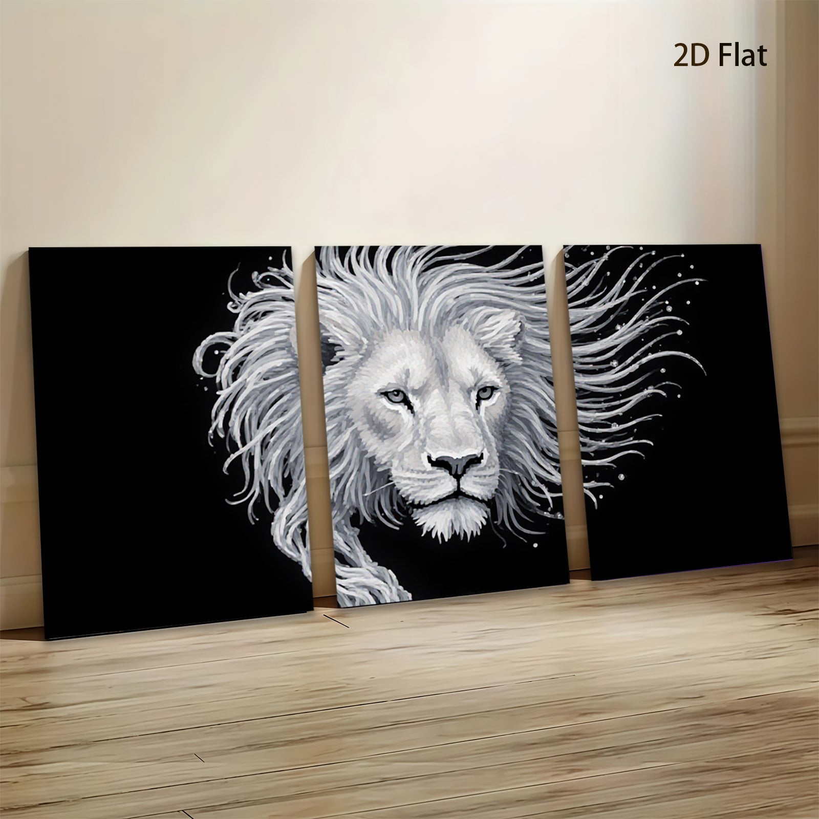 2D flat 1pc Majestic Lion Portrait Wall Art Canvas Prints for Living Room Bedroom Home Decor Modern Farmhouse Style Gallery Wrapped Ready to Hang