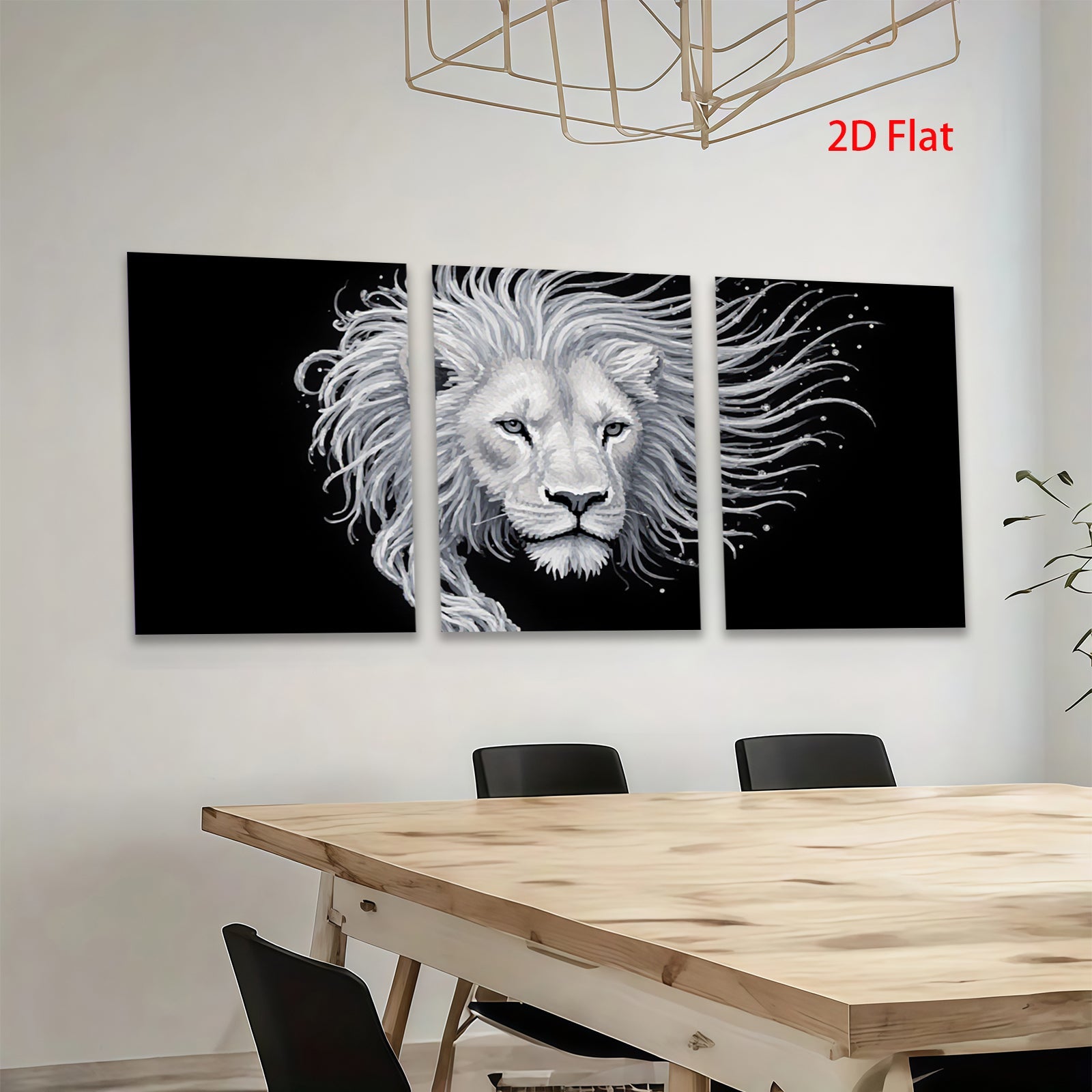 2D flat 1pc Majestic Lion Portrait Wall Art Canvas Prints for Living Room Bedroom Home Decor Modern Farmhouse Style Gallery Wrapped Ready to Hang