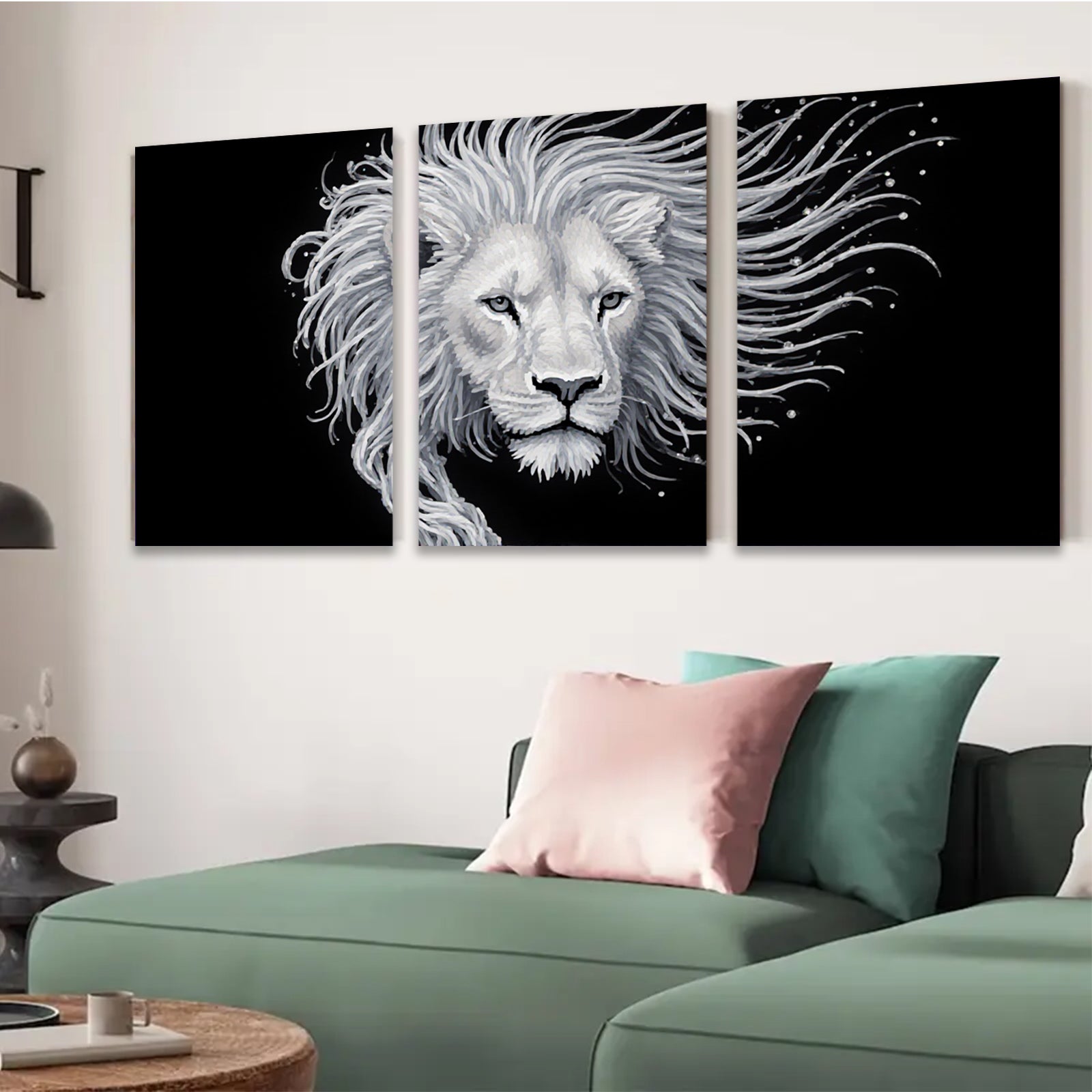 2D flat 1pc Majestic Lion Portrait Wall Art Canvas Prints for Living Room Bedroom Home Decor Modern Farmhouse Style Gallery Wrapped Ready to Hang