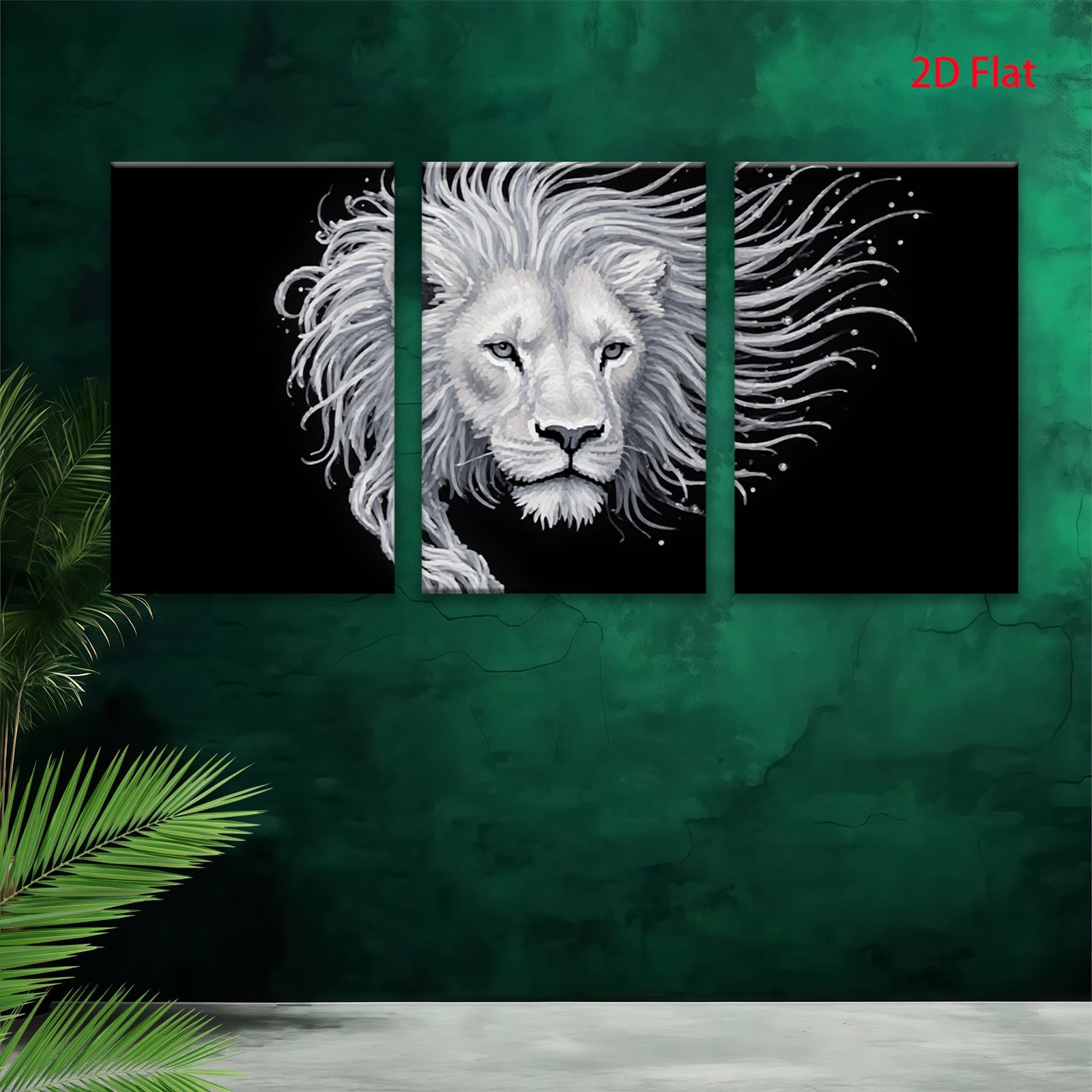 2D flat 1pc Majestic Lion Portrait Wall Art Canvas Prints for Living Room Bedroom Home Decor Modern Farmhouse Style Gallery Wrapped Ready to Hang