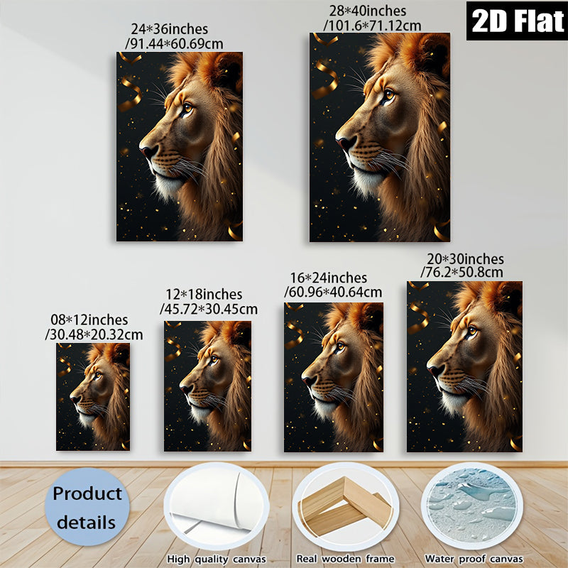 2D flat 1pc Majestic Lion Portrait Wall Art Canvas Prints for Living Room Bedroom Modern Farmhouse Decor Gallery Wrapped Animal Wildlife Artwork Trending Now Home Office