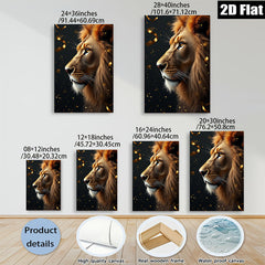 2D flat 1pc Majestic Lion Portrait Wall Art Canvas Prints for Living Room Bedroom Modern Farmhouse Decor Gallery Wrapped Animal Wildlife Artwork Trending Now Home Office