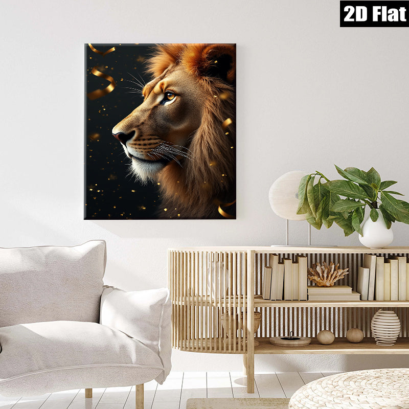 2D flat 1pc Majestic Lion Portrait Wall Art Canvas Prints for Living Room Bedroom Modern Farmhouse Decor Gallery Wrapped Animal Wildlife Artwork Trending Now Home Office