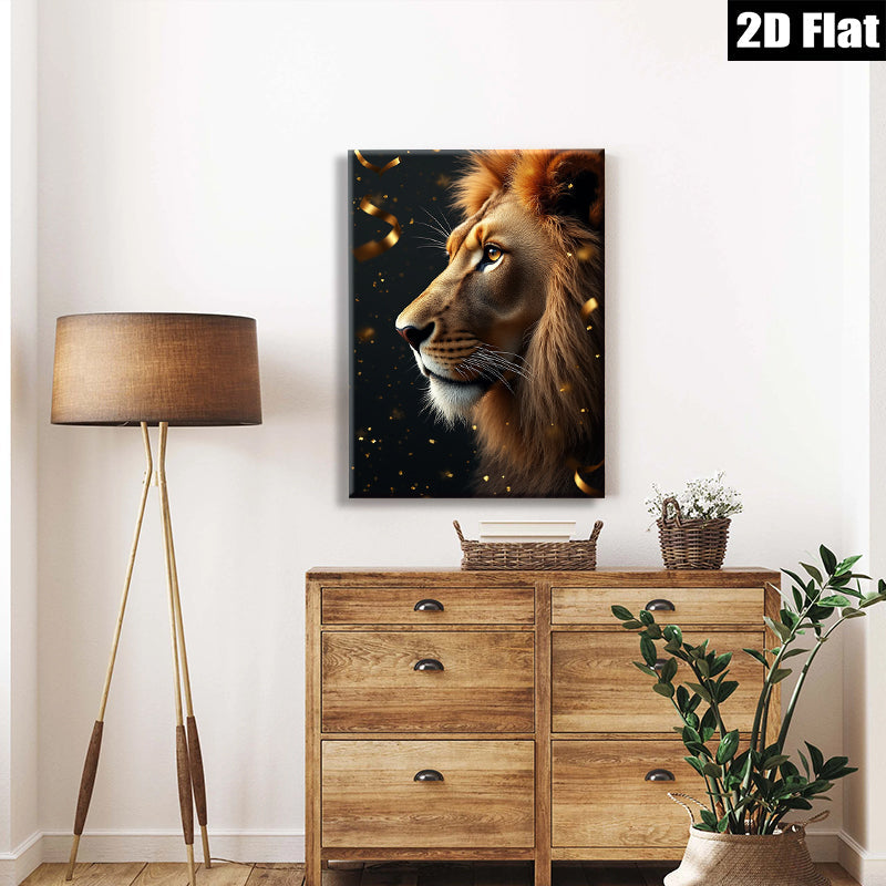 2D flat 1pc Majestic Lion Portrait Wall Art Canvas Prints for Living Room Bedroom Modern Farmhouse Decor Gallery Wrapped Animal Wildlife Artwork Trending Now Home Office