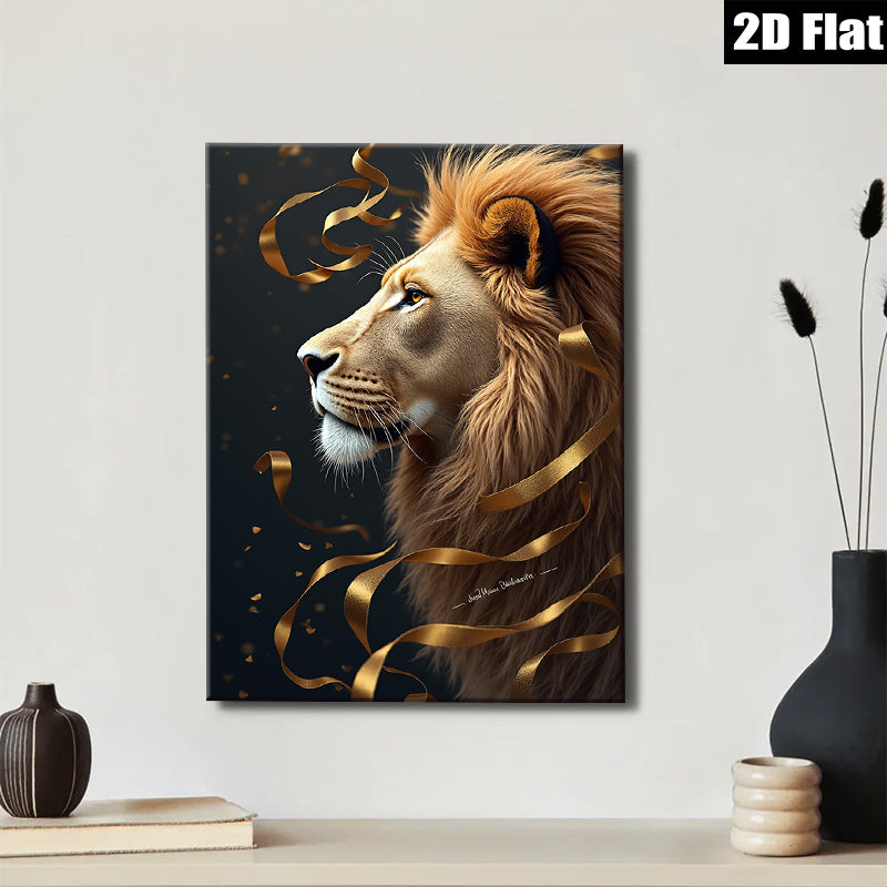 2D flat 1pc Majestic Lion Portrait Wall Art Decor Living Room Bedroom Gallery Wrapped Canvas Print Modern Farmhouse Style Home Decor Gift Ideas
