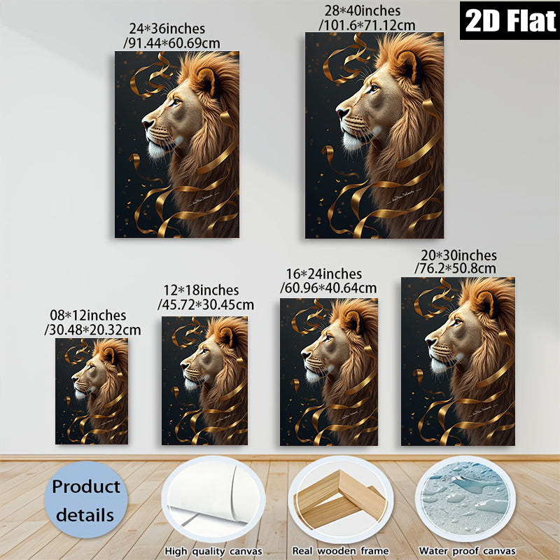 2D flat 1pc Majestic Lion Portrait Wall Art Decor Living Room Bedroom Gallery Wrapped Canvas Print Modern Farmhouse Style Home Decor Gift Ideas