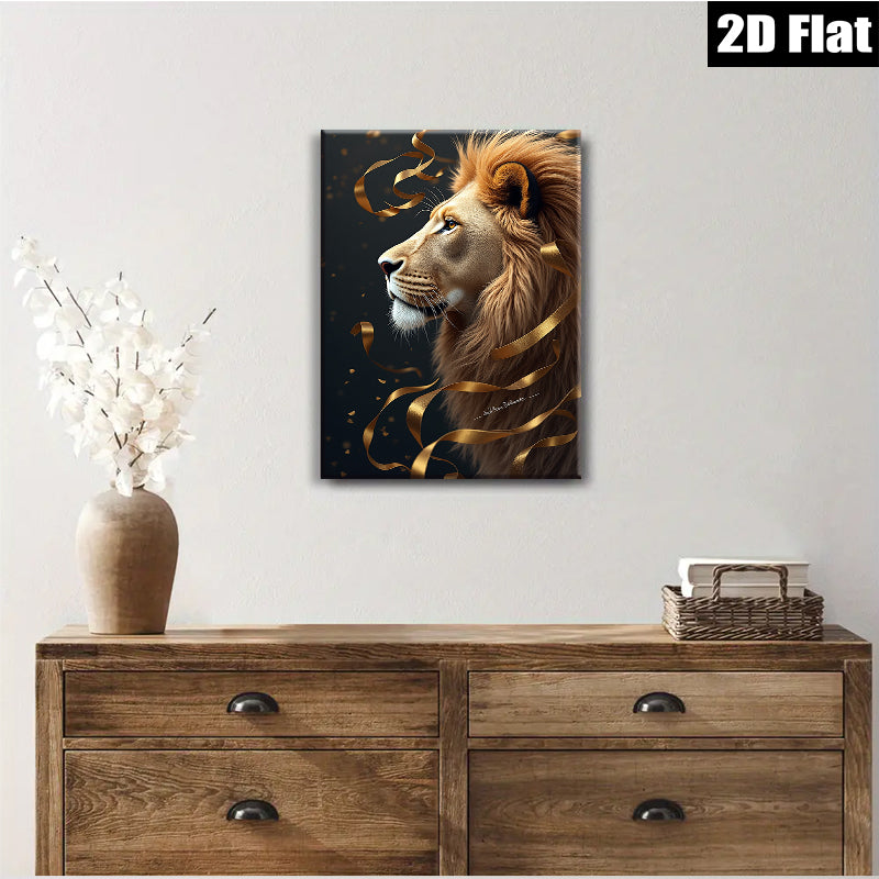 2D flat 1pc Majestic Lion Portrait Wall Art Decor Living Room Bedroom Gallery Wrapped Canvas Print Modern Farmhouse Style Home Decor Gift Ideas
