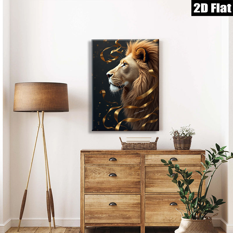 2D flat 1pc Majestic Lion Portrait Wall Art Decor Living Room Bedroom Gallery Wrapped Canvas Print Modern Farmhouse Style Home Decor Gift Ideas