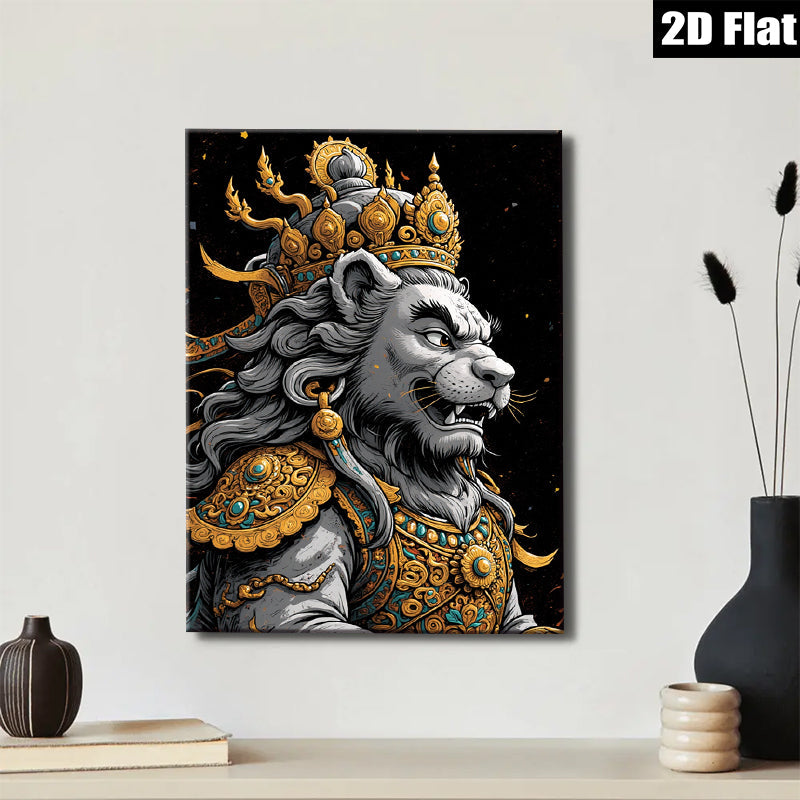 2D flat 1pc Majestic Lion Portrait Wall Art Decor Living Room Bedroom Gallery Wrapped Canvas Prints Modern Farmhouse Aesthetic Home Decor