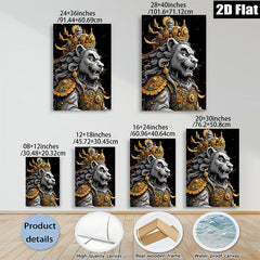 2D flat 1pc Majestic Lion Portrait Wall Art Decor Living Room Bedroom Gallery Wrapped Canvas Prints Modern Farmhouse Aesthetic Home Decor