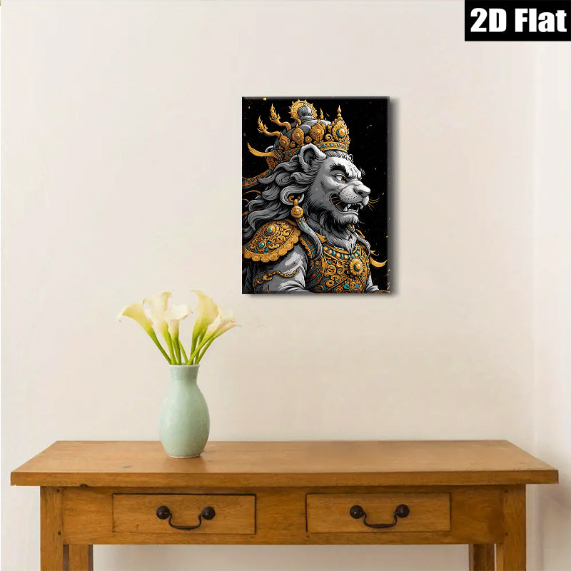 2D flat 1pc Majestic Lion Portrait Wall Art Decor Living Room Bedroom Gallery Wrapped Canvas Prints Modern Farmhouse Aesthetic Home Decor