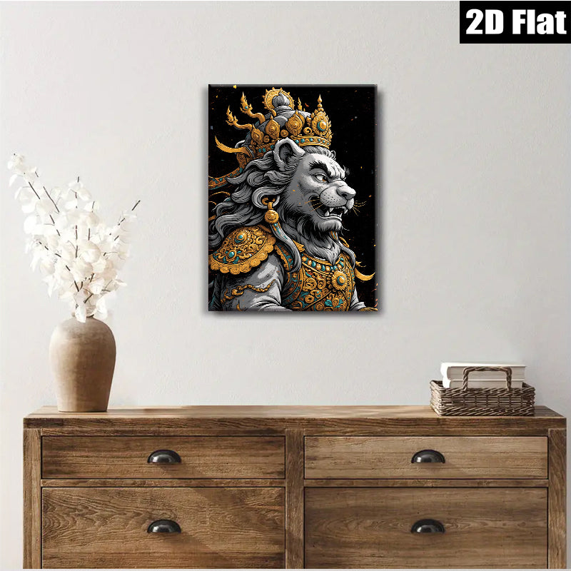 2D flat 1pc Majestic Lion Portrait Wall Art Decor Living Room Bedroom Gallery Wrapped Canvas Prints Modern Farmhouse Aesthetic Home Decor