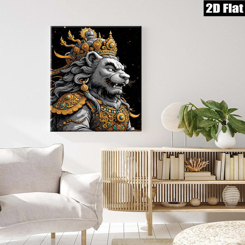 2D flat 1pc Majestic Lion Portrait Wall Art Decor Living Room Bedroom Gallery Wrapped Canvas Prints Modern Farmhouse Aesthetic Home Decor