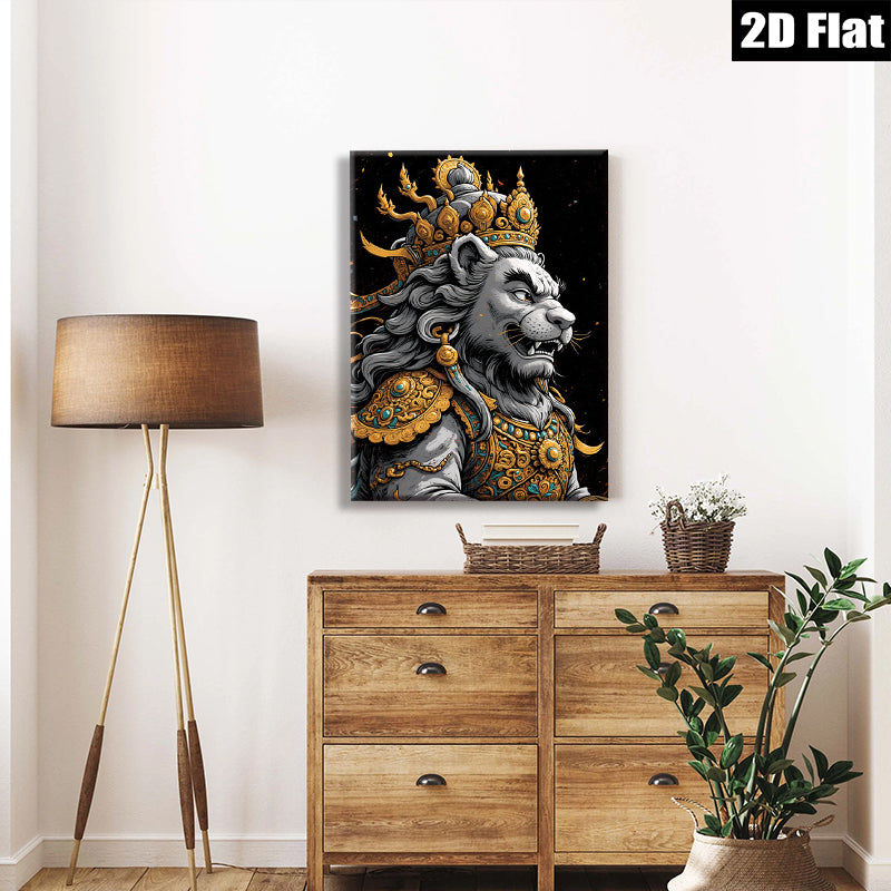 2D flat 1pc Majestic Lion Portrait Wall Art Decor Living Room Bedroom Gallery Wrapped Canvas Prints Modern Farmhouse Aesthetic Home Decor