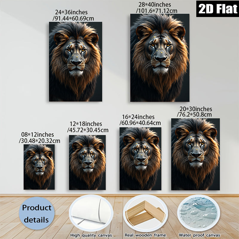 2D flat 1pc Majestic Lion Portrait Wall Art Decor Living Room Bedroom Home Office Canvas Prints Modern Farmhouse Rustic Gallery Wrapped Timeless Statement Piece