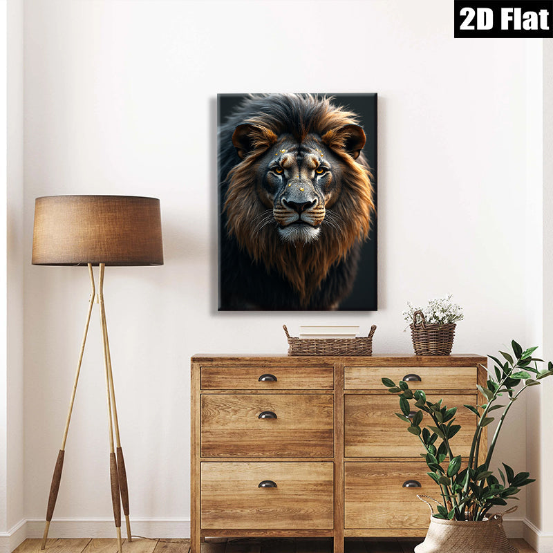 2D flat 1pc Majestic Lion Portrait Wall Art Decor Living Room Bedroom Home Office Canvas Prints Modern Farmhouse Rustic Gallery Wrapped Timeless Statement Piece