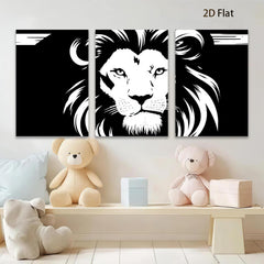 2D flat 1pc Majestic Lion Portrait Wall Art Modern Farmhouse Decor Living Room Bedroom Canvas Prints Gallery Wrapped Animal Wildlife Pictures Trending Now Coastal Style