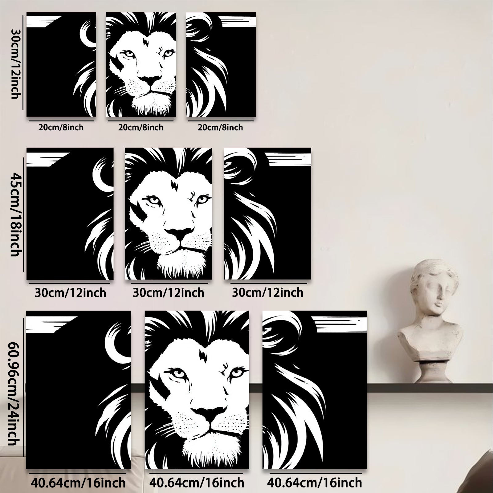 2D flat 1pc Majestic Lion Portrait Wall Art Modern Farmhouse Decor Living Room Bedroom Canvas Prints Gallery Wrapped Animal Wildlife Pictures Trending Now Coastal Style