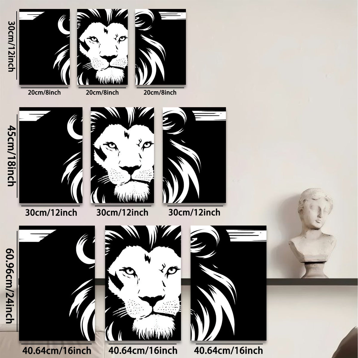 2D flat 1pc Majestic Lion Portrait Wall Art Modern Farmhouse Decor Living Room Bedroom Canvas Prints Gallery Wrapped Animal Wildlife Pictures Trending Now Coastal Style