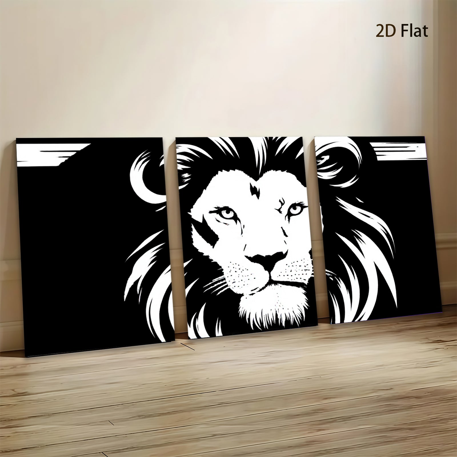 2D flat 1pc Majestic Lion Portrait Wall Art Modern Farmhouse Decor Living Room Bedroom Canvas Prints Gallery Wrapped Animal Wildlife Pictures Trending Now Coastal Style