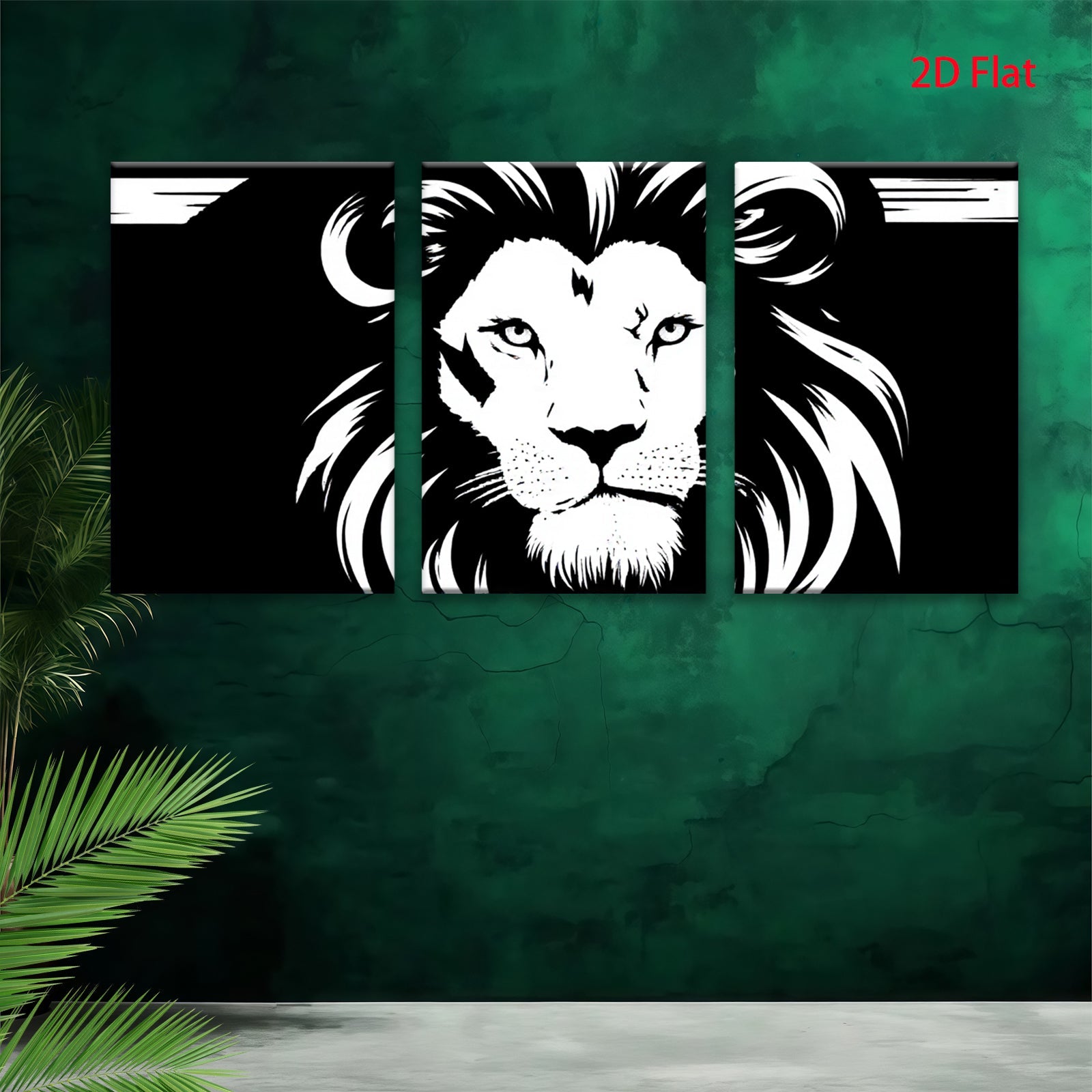 2D flat 1pc Majestic Lion Portrait Wall Art Modern Farmhouse Decor Living Room Bedroom Canvas Prints Gallery Wrapped Animal Wildlife Pictures Trending Now Coastal Style