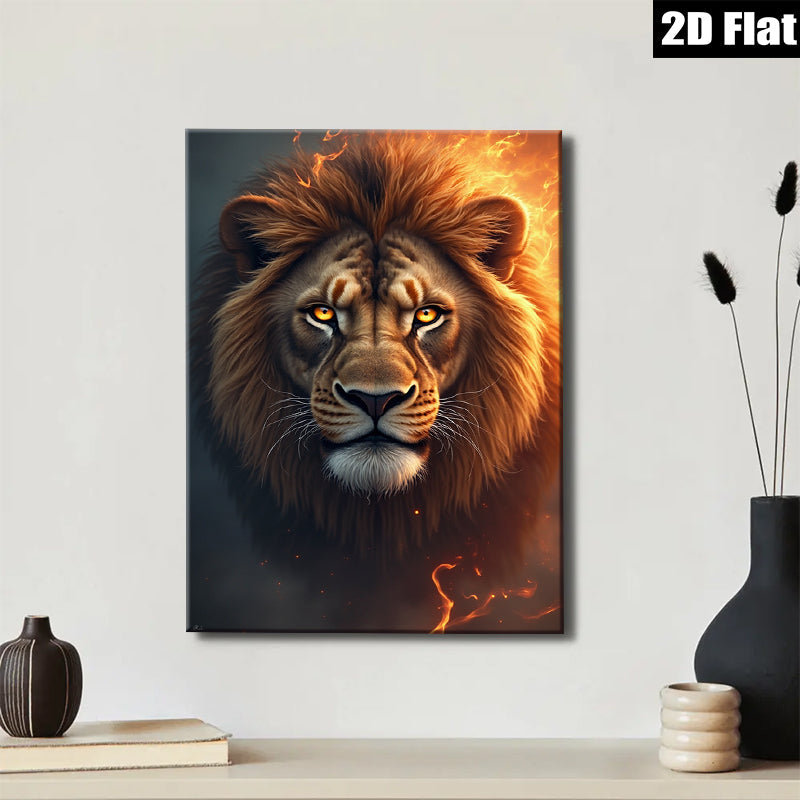 2D flat 1pc Majestic Lion Portrait Wildlife Art Canvas Wall Decor for Living Room Bedroom Modern Farmhouse Gallery Wrapped Timeless Artwork
