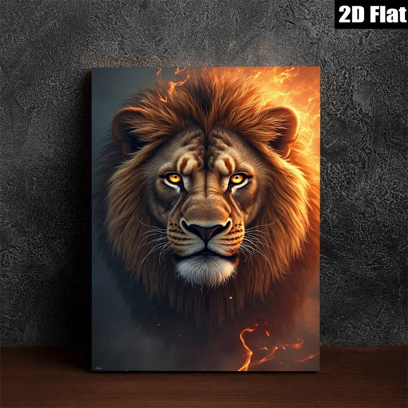 2D flat 1pc Majestic Lion Portrait Wildlife Art Canvas Wall Decor for Living Room Bedroom Modern Farmhouse Gallery Wrapped Timeless Artwork