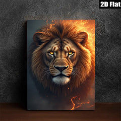2D flat 1pc Majestic Lion Portrait Wildlife Art Canvas Wall Decor for Living Room Bedroom Modern Farmhouse Gallery Wrapped Timeless Artwork