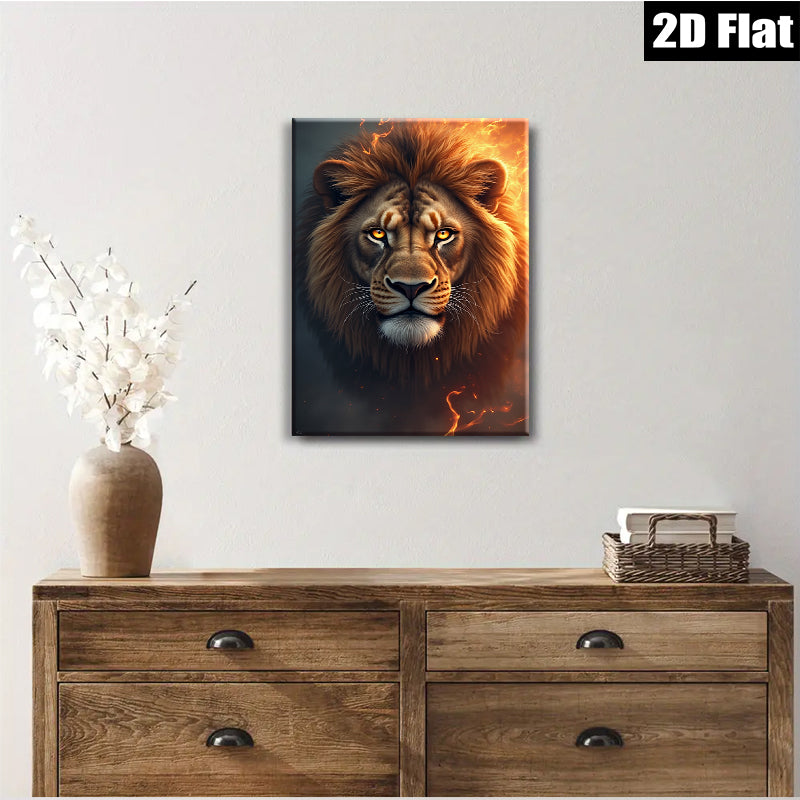 2D flat 1pc Majestic Lion Portrait Wildlife Art Canvas Wall Decor for Living Room Bedroom Modern Farmhouse Gallery Wrapped Timeless Artwork
